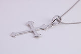 25 mm Long Cross Necklace, made from solid Sterling Silver, With 18 Inch Long Chain