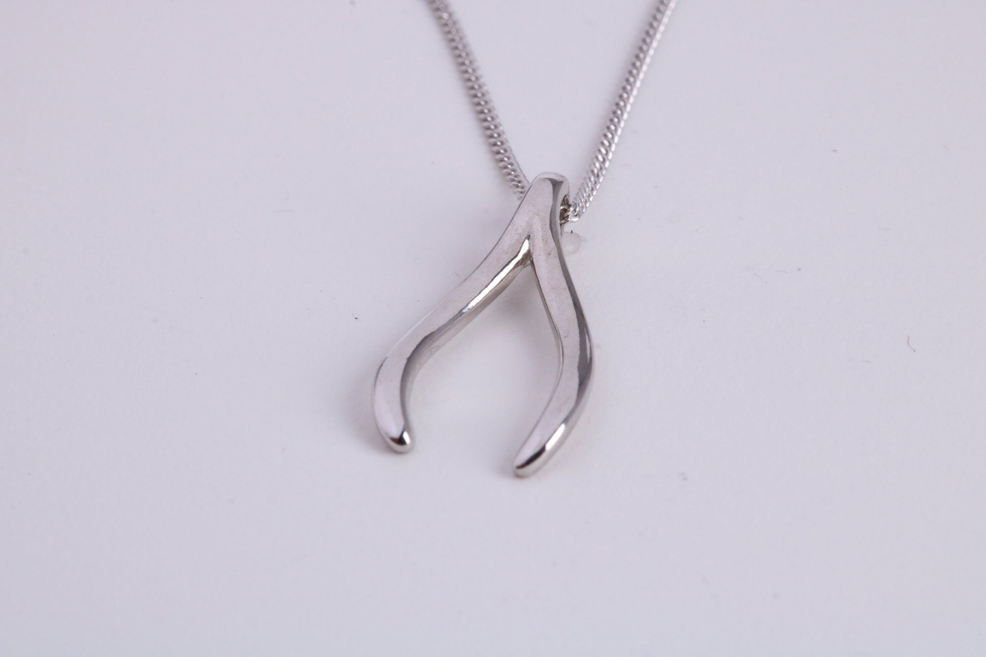 Wishbone Necklace, made from solid Sterling Silver, With 18 Inch Long Chain