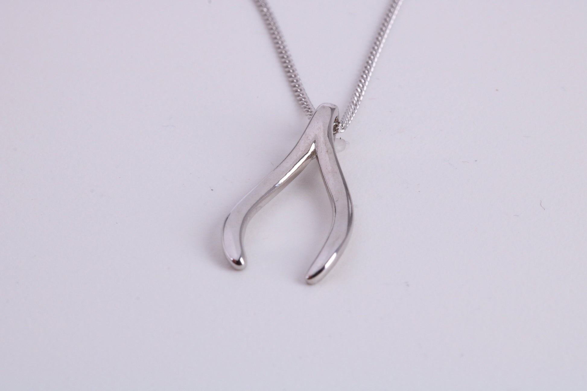 Wishbone Necklace, made from solid Sterling Silver, With 18 Inch Long Chain