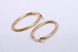 31 mm Long Hoop Creole Earrings Made from 9ct Yellow Gold, Diamond cut Patterned