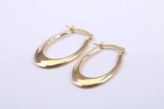 26 mm Long Hoop Creole Earrings Made from 9ct Yellow Gold