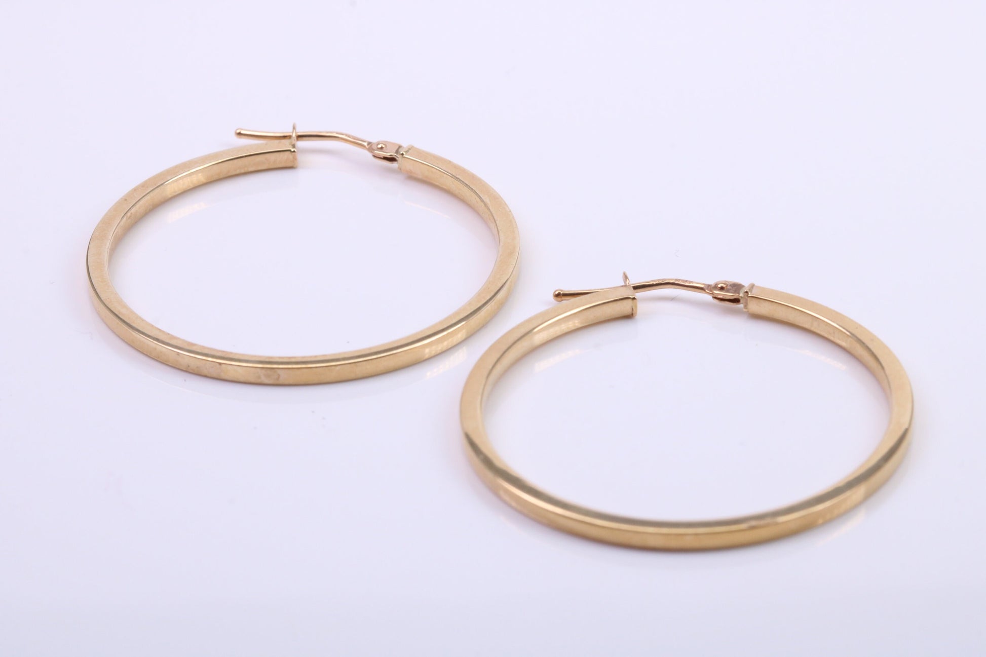 34 mm Round Hoop Creole Earrings Made from 9ct Yellow Gold