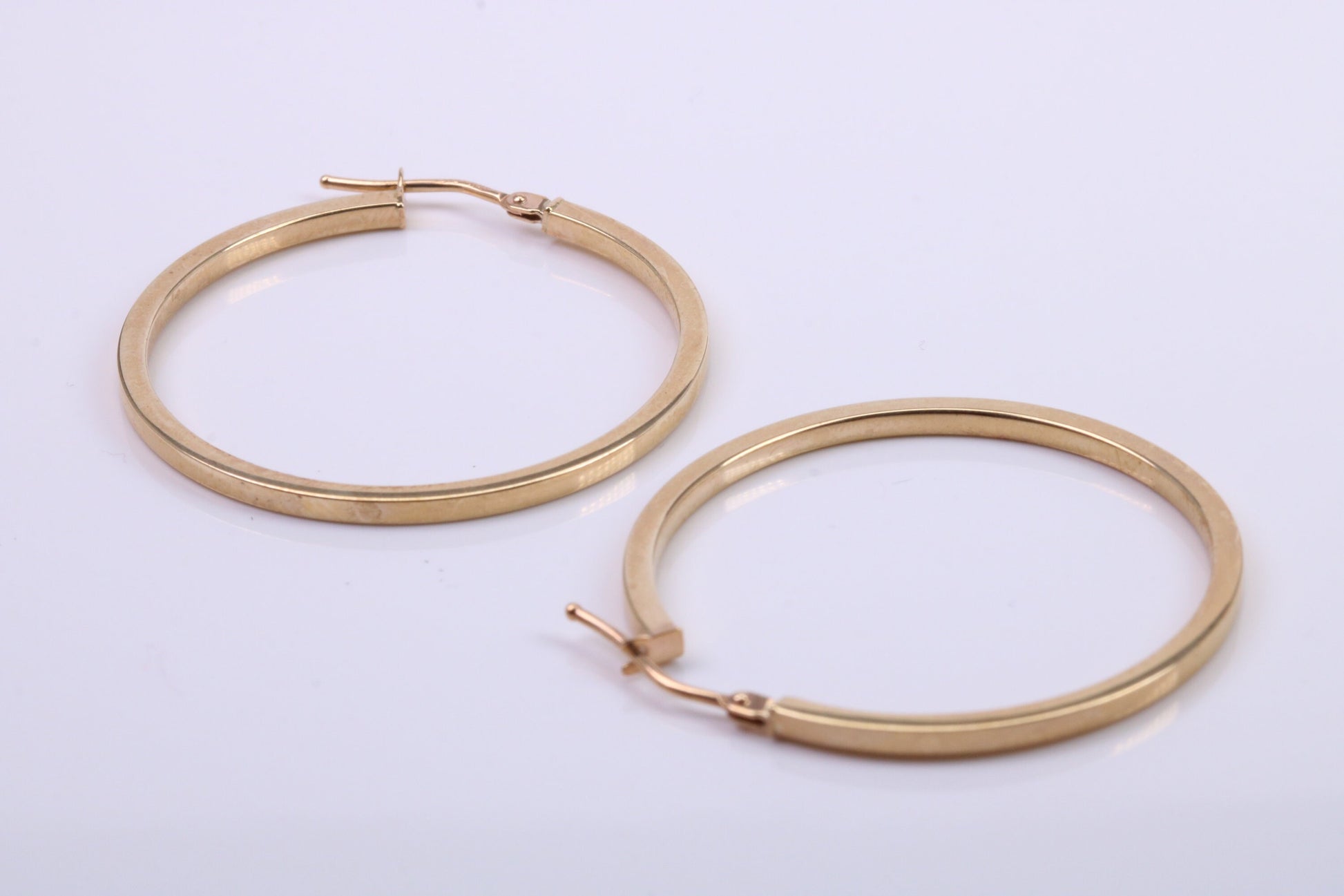 34 mm Round Hoop Creole Earrings Made from 9ct Yellow Gold