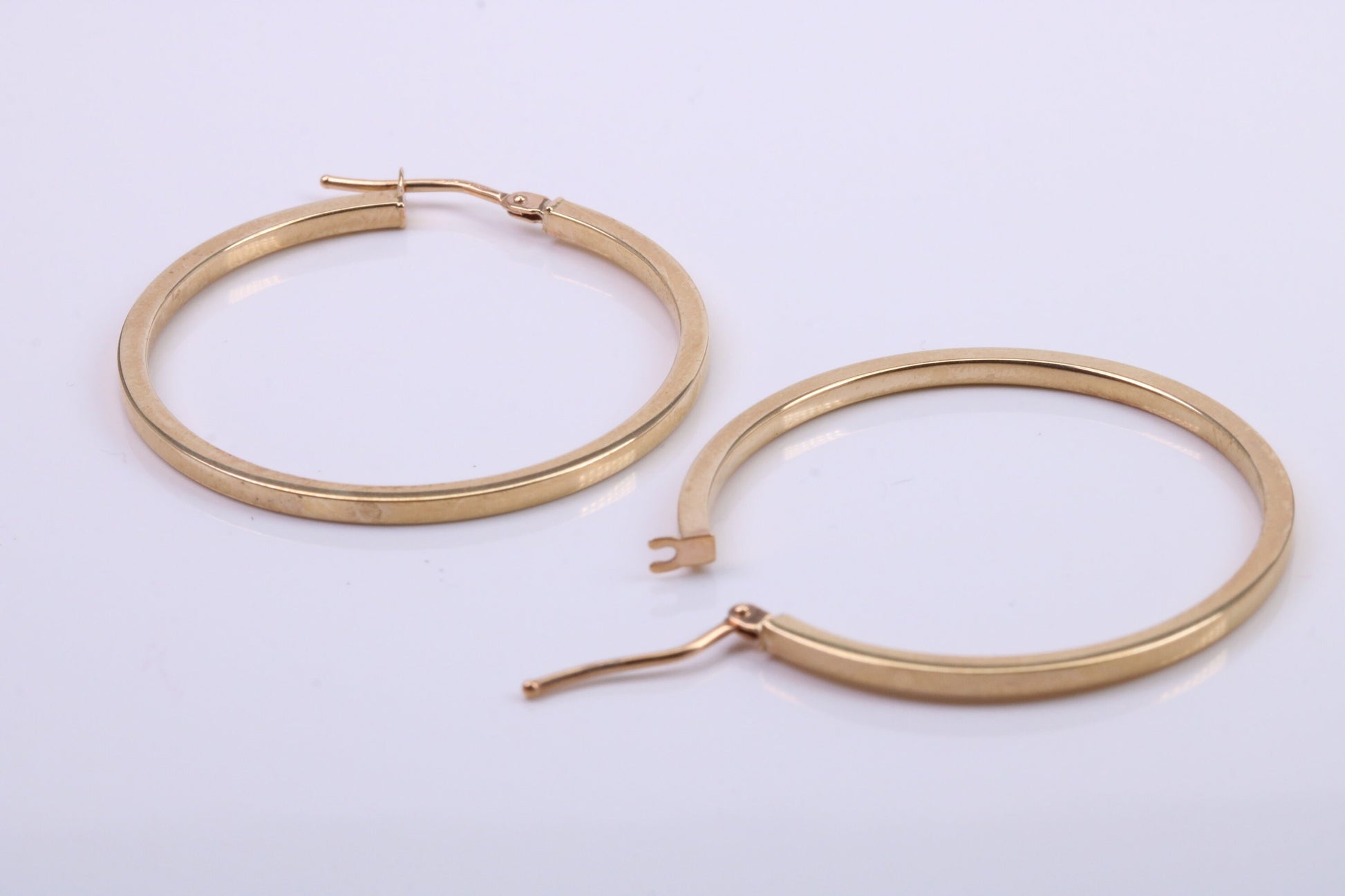 34 mm Round Hoop Creole Earrings Made from 9ct Yellow Gold