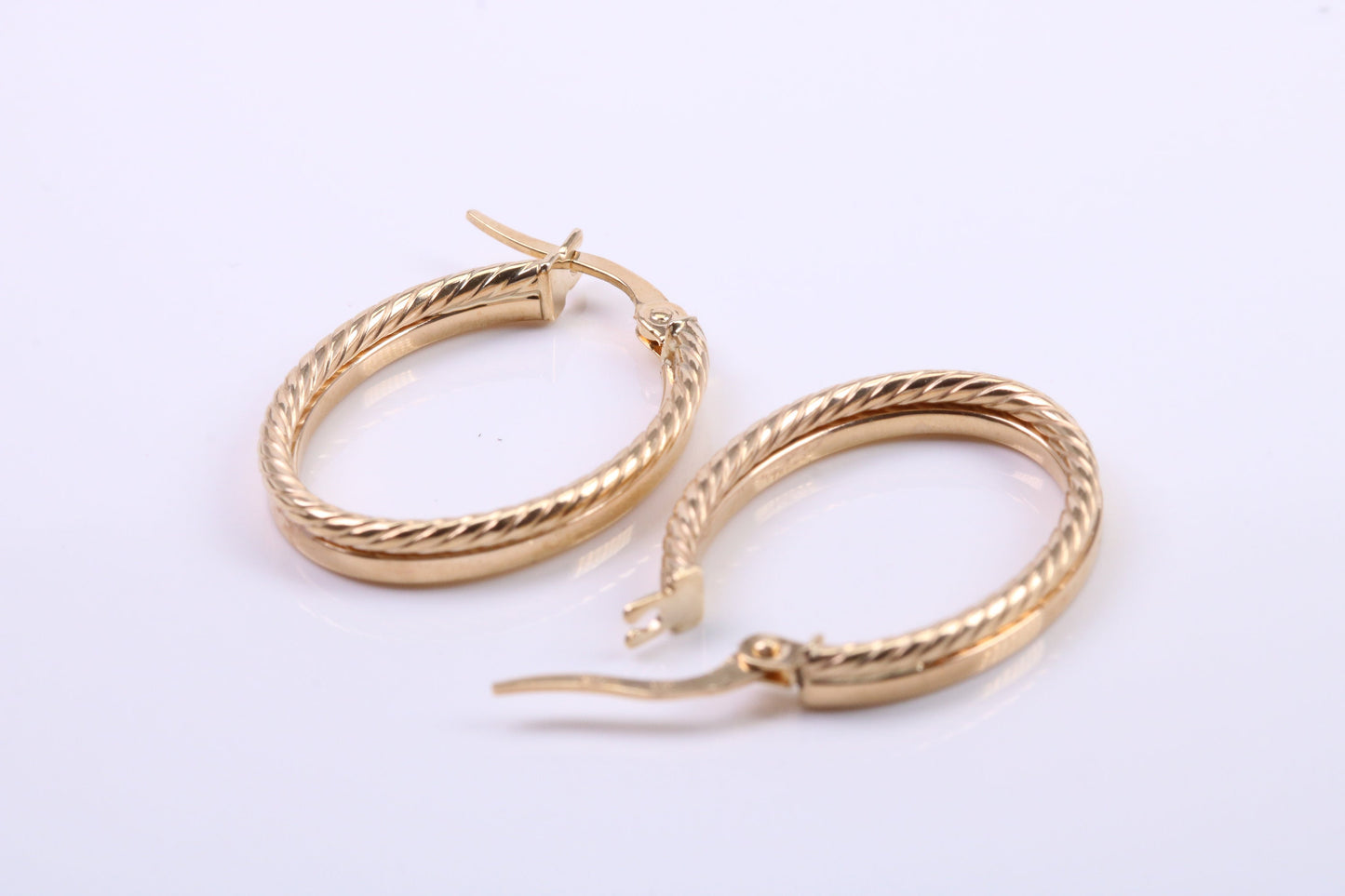 25 mm Long Hoop Creole Earrings Made from Solid 9ct Yellow Gold, British Hallmarked