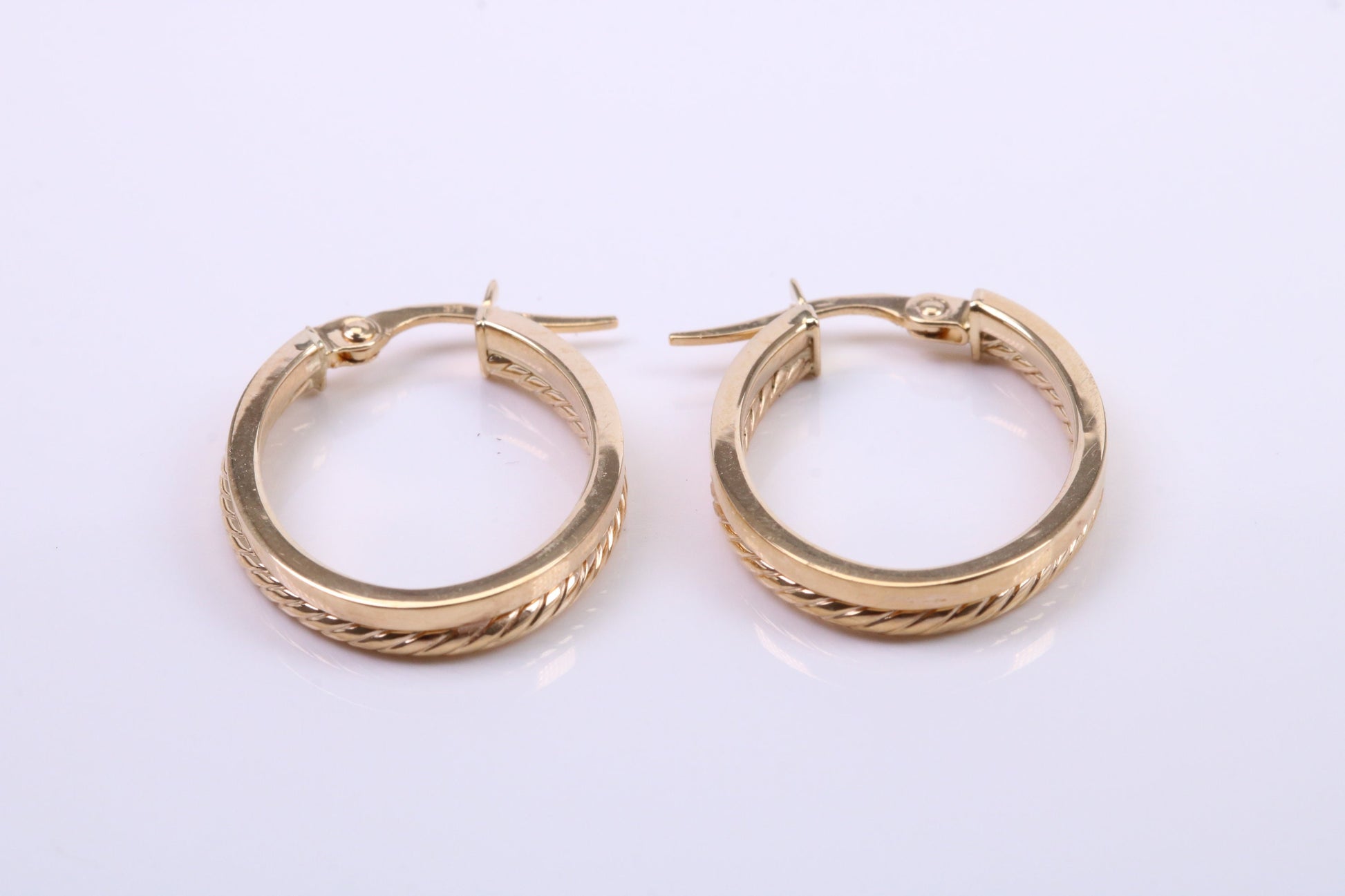 25 mm Long Hoop Creole Earrings Made from Solid 9ct Yellow Gold, British Hallmarked