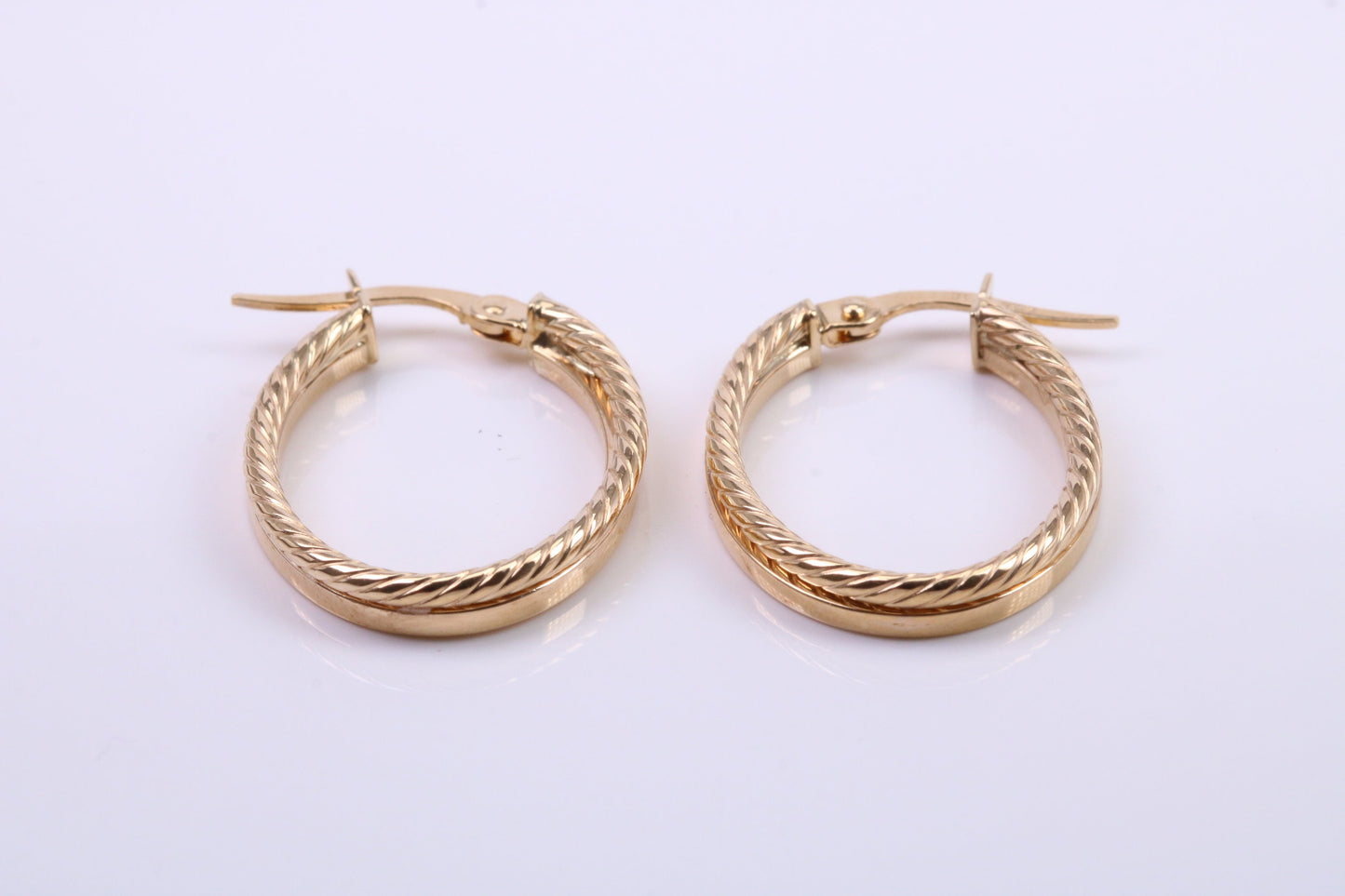 25 mm Long Hoop Creole Earrings Made from Solid 9ct Yellow Gold, British Hallmarked