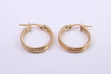 25 mm Long Hoop Creole Earrings Made from Solid 9ct Yellow Gold, British Hallmarked