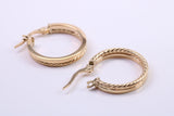 18 mm Round Patterned Hoop Creole Earrings Made from 9ct Yellow Gold