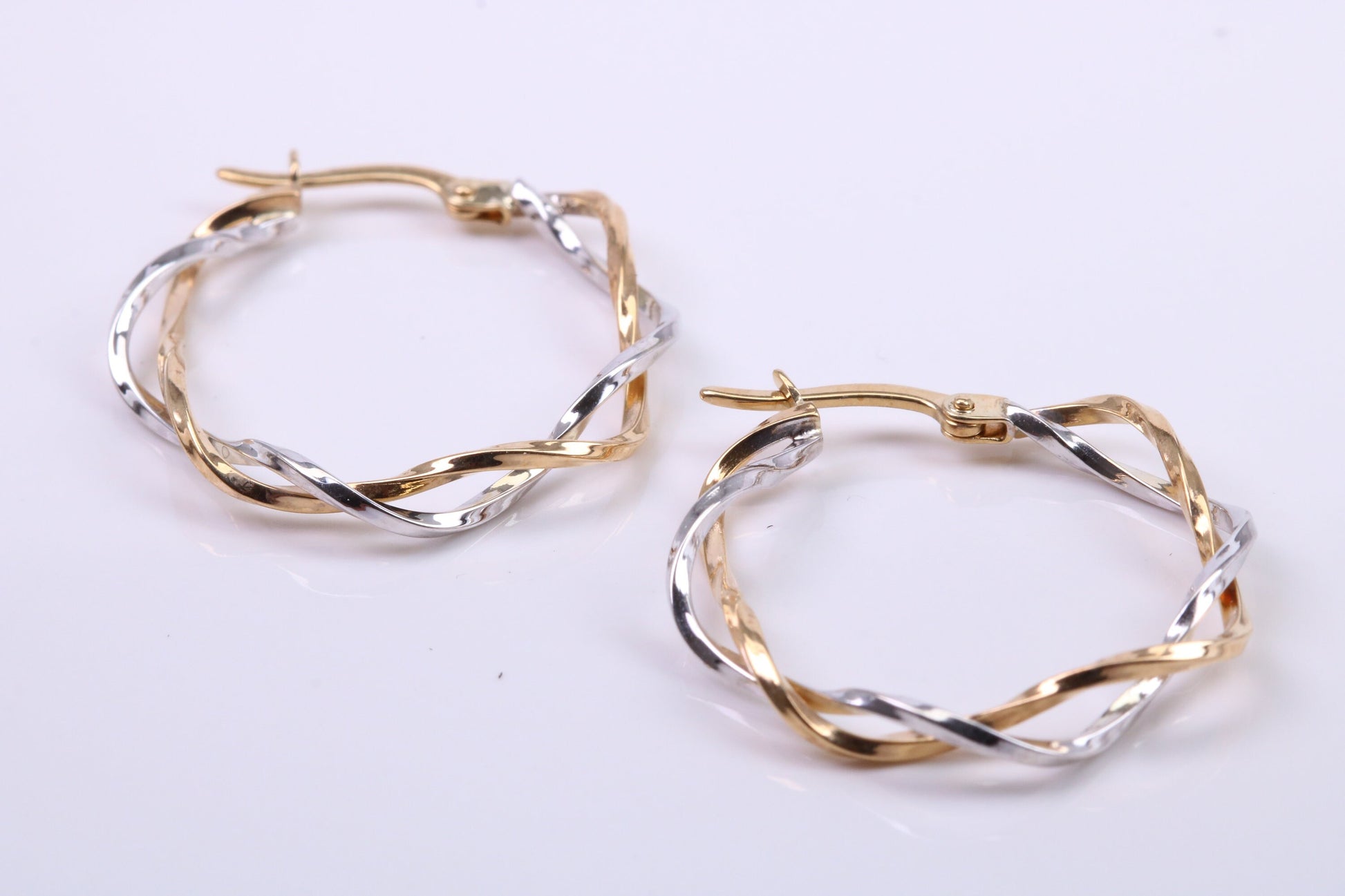 25 mm Round Two Colour Hoop Creole Earrings Made from 9ct Yellow Gold