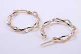 25 mm Round Two Colour Hoop Creole Earrings Made from 9ct Yellow Gold