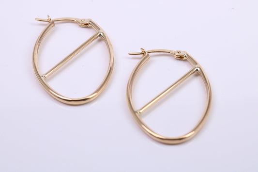 35 mm Long Hoop Creole Earrings Made from Solid 9ct Yellow Gold