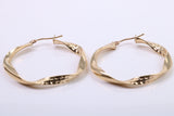 37 mm Round Hoop Creole Earrings Made from 9ct Yellow Gold, British Hallmarked
