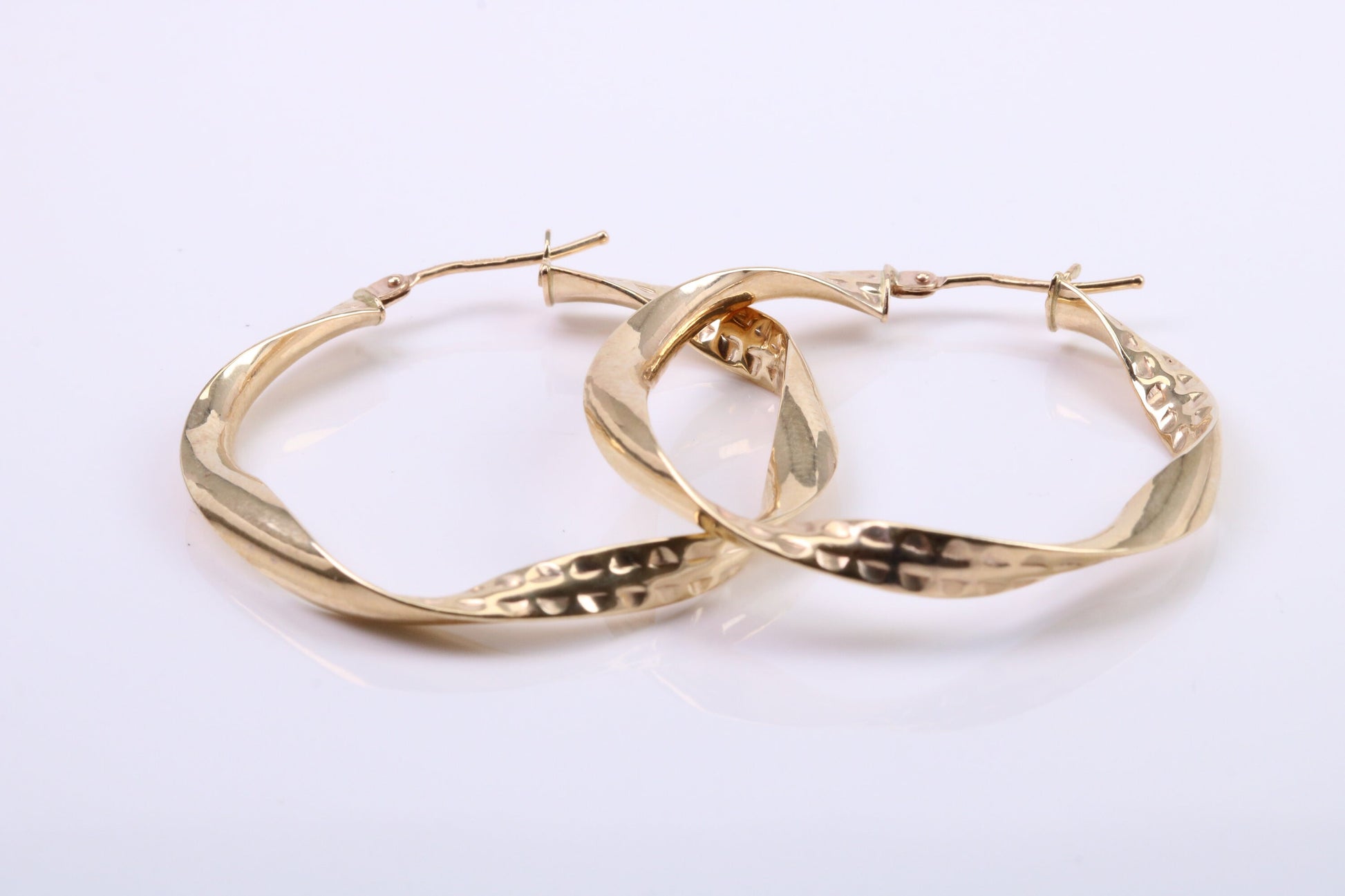 37 mm Round Hoop Creole Earrings Made from 9ct Yellow Gold, British Hallmarked