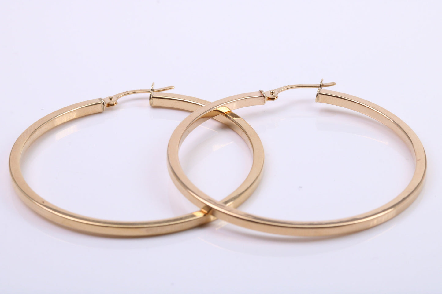 Very Large 44 mm Round Hoop Creole Earrings Made from Solid 9ct Yellow Gold, British Hallmarked