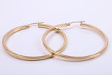 Very Large 44 mm Round Hoop Creole Earrings Made from Solid 9ct Yellow Gold, British Hallmarked