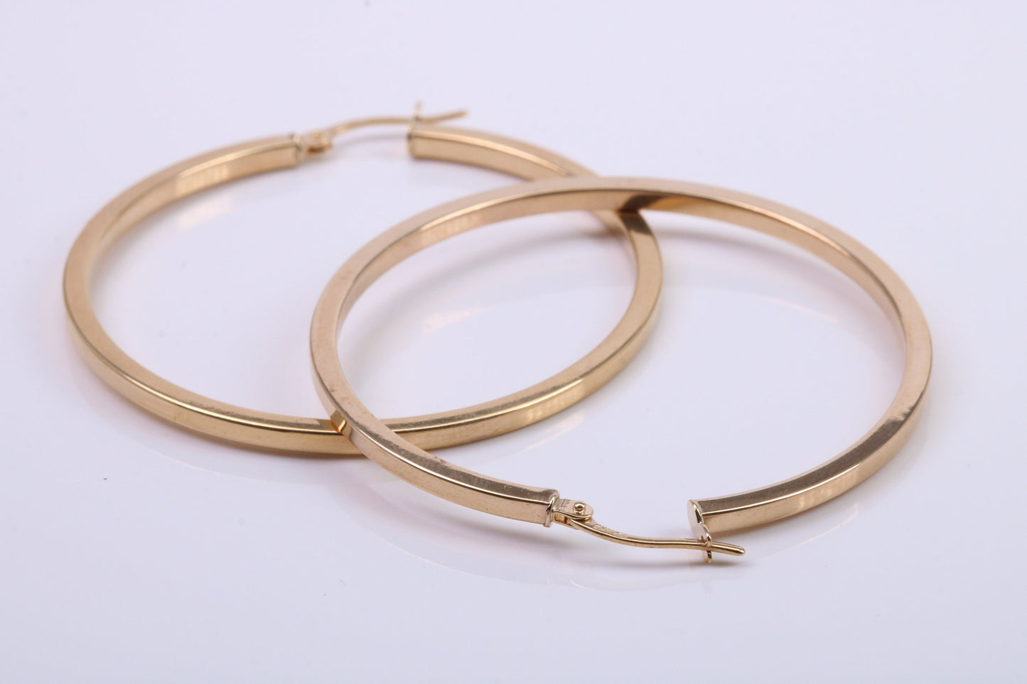 Very Large 44 mm Round Hoop Creole Earrings Made from Solid 9ct Yellow Gold, British Hallmarked