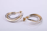 28 mm Round Two Colour Hoop Creole Earrings Made from 9ct Yellow Gold, British Hallmarked