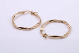 24 mm Round Hoop Creole Earrings Made from 9ct Yellow Gold