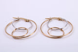 26 mm Round Two Colour Hoop Creole Earrings Made from 9ct Yellow Gold