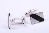 Black Onyx set Rectangle Solid Silver Cufflinks