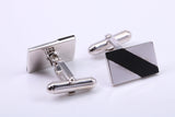 Black Onyx set Rectangle Solid Silver Cufflinks