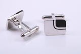 Black Onyx set Rectangle Solid Silver Cufflinks