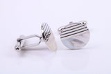 Black Onyx and Mothe of Pearl set Round Solid Silver Cufflinks