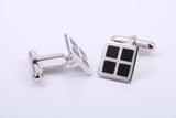 Black Onyx set Square Solid Silver Cufflinks