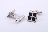 Black Onyx set Square Solid Silver Cufflinks