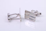 Mother of Pearl set Rectangle Solid Silver Cufflinks