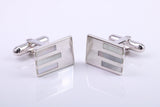 Mother of Pearl set Rectangle Solid Silver Cufflinks