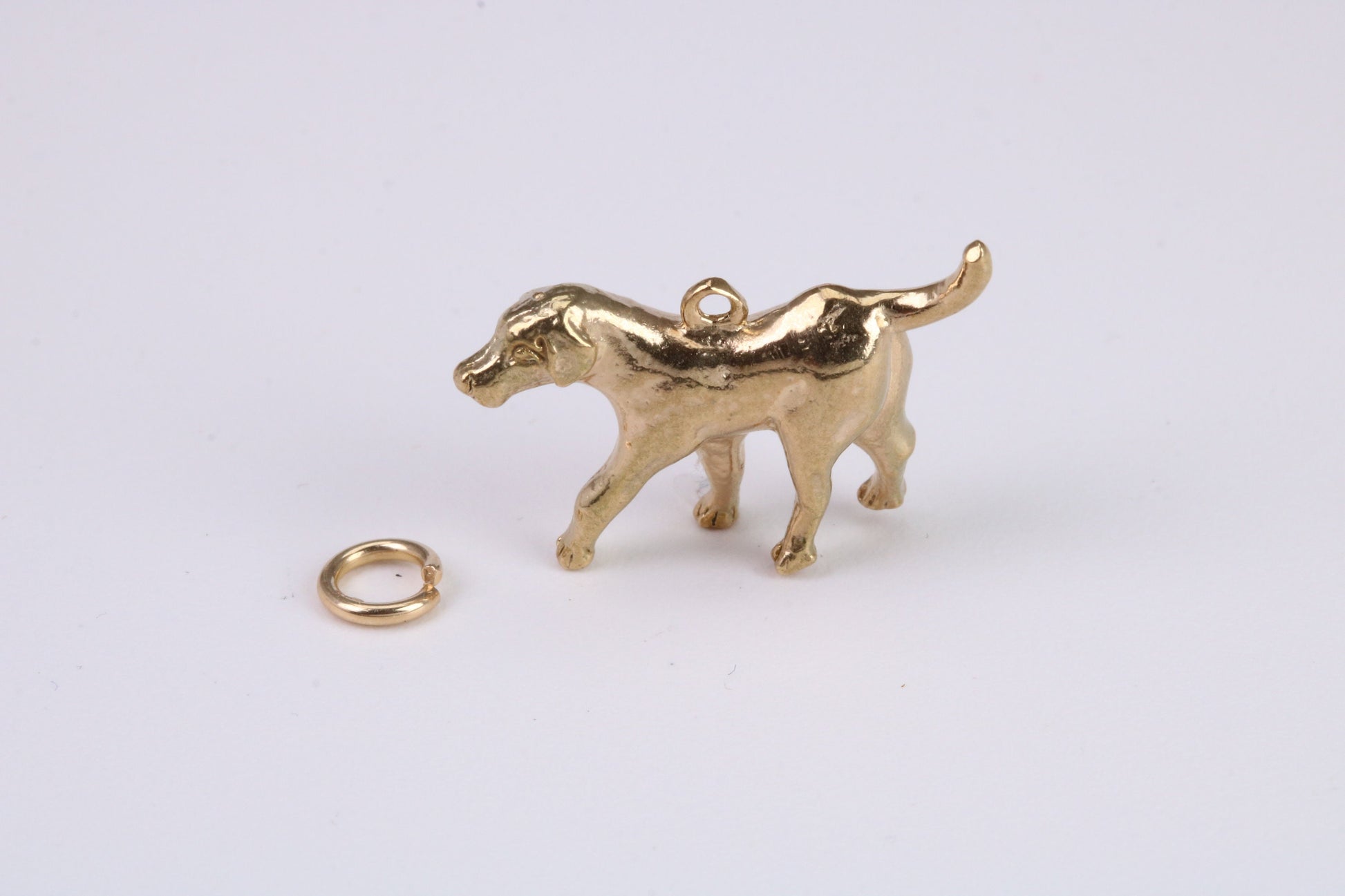 Fox Hound Dog Charm, Traditional Charm, Made from Yellow Gold with British Hallmark, Complete with Attachment Link