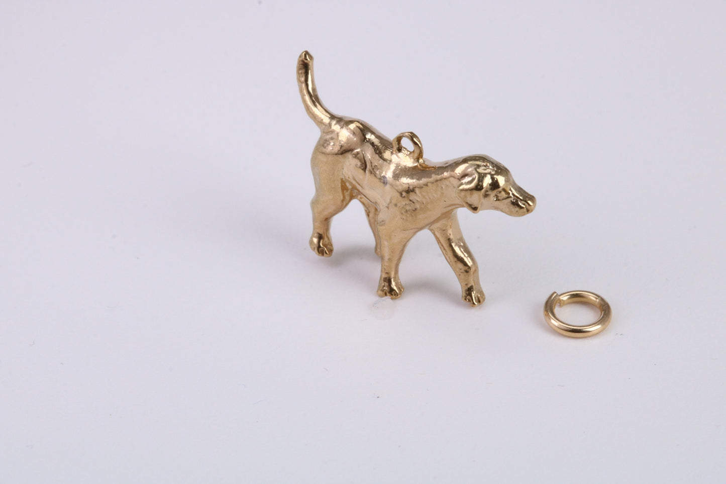 Fox Hound Dog Charm, Traditional Charm, Made from Yellow Gold with British Hallmark, Complete with Attachment Link