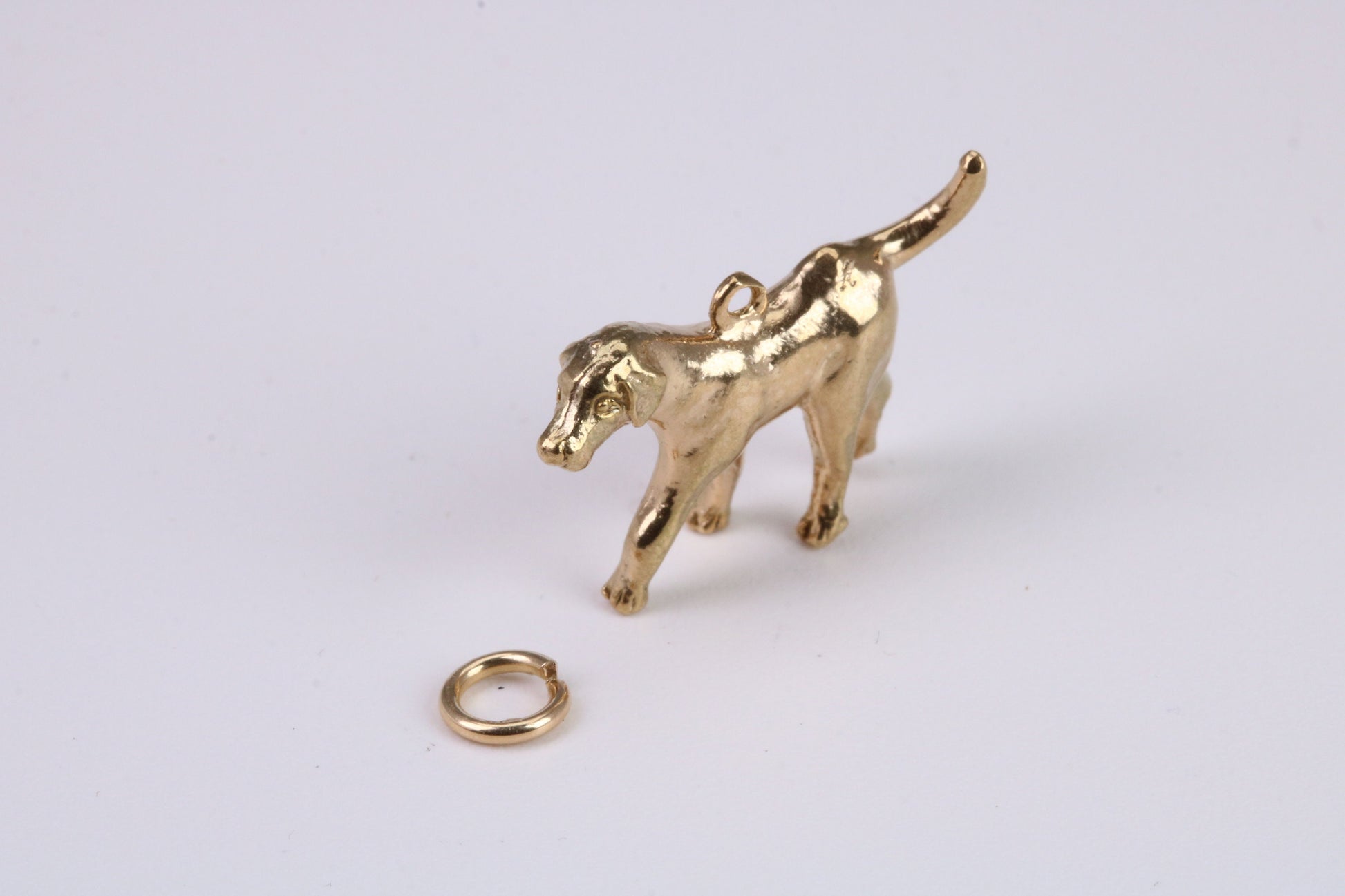 Fox Hound Dog Charm, Traditional Charm, Made from Yellow Gold with British Hallmark, Complete with Attachment Link