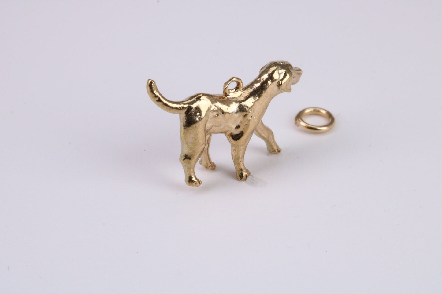 Fox Hound Dog Charm, Traditional Charm, Made from Yellow Gold with British Hallmark, Complete with Attachment Link