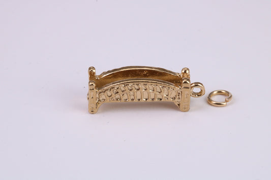 Bridge Charm, Traditional Charm, Made From Solid Yellow Gold with British Hallmark, Complete with Attachment Link