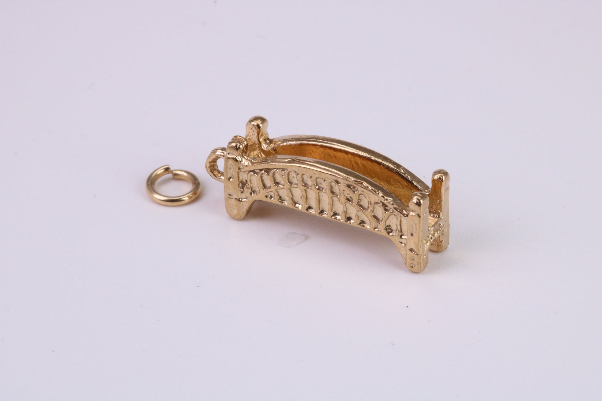 Bridge Charm, Traditional Charm, Made From Solid Yellow Gold with British Hallmark, Complete with Attachment Link