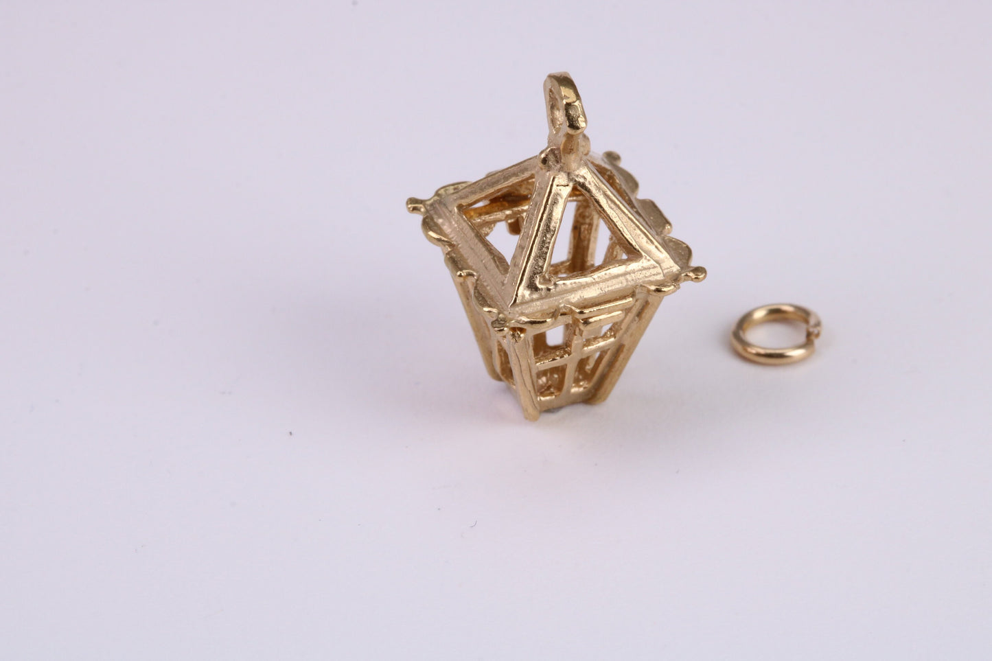 Lantern Charm, Traditional Charm, Made From Solid Yellow Gold with British Hallmark Silver, Complete with Attachment Link