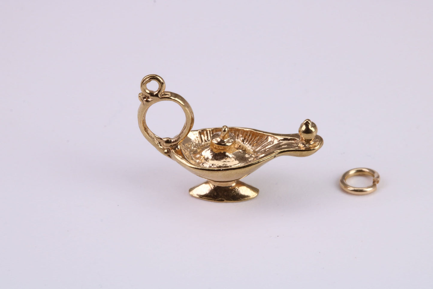 Magic Genie Lamp Charm, Traditional Charm, Made From Solid Yellow Gold with British Hallmark, Complete with Attachment Link