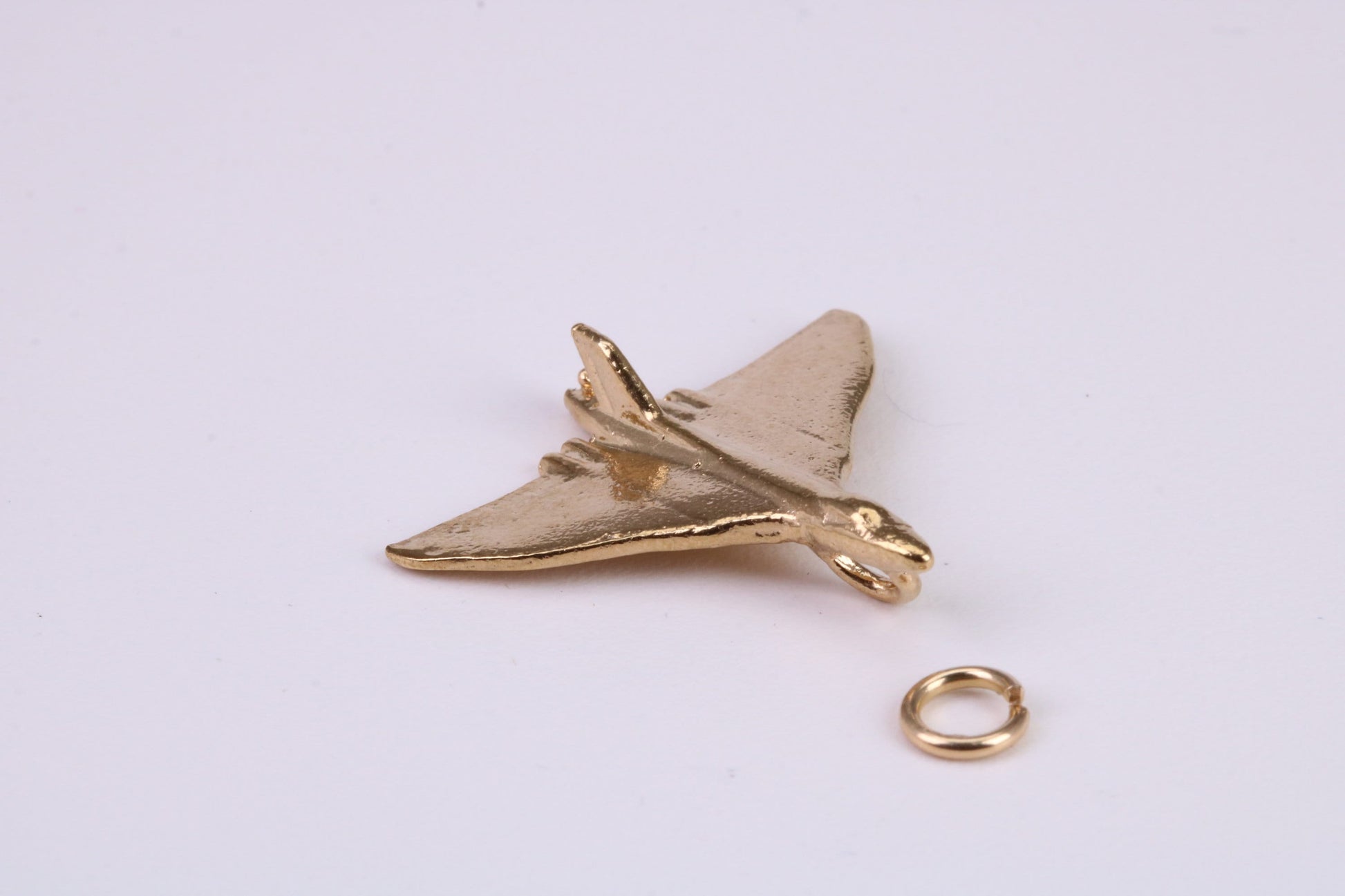 Vulcan Bomber Airplane Charm, Traditional Charm, Made From Solid Yellow Gold with British Hallmark, Complete with Attachment Link