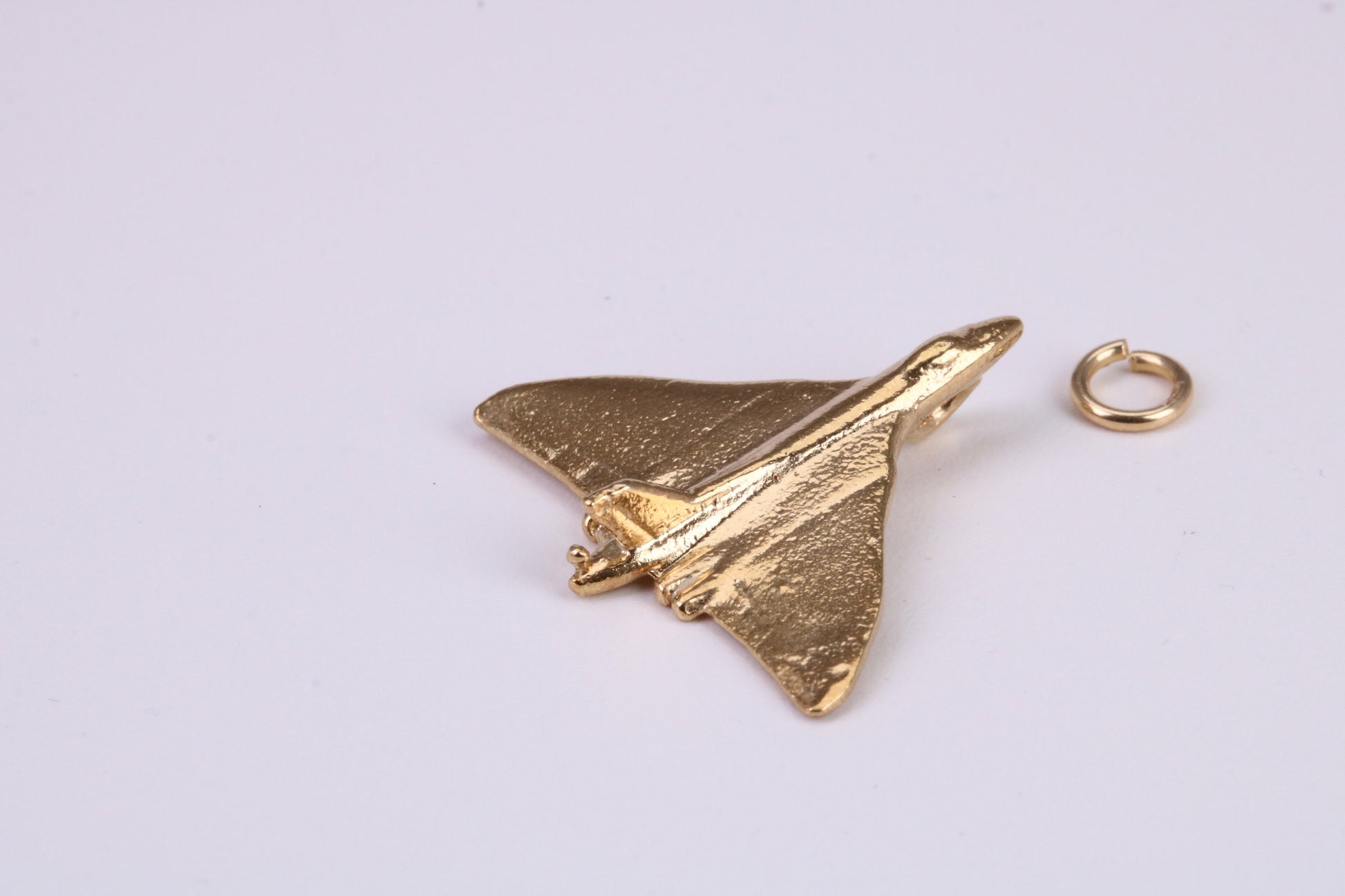 Vulcan Bomber Airplane Charm, Traditional Charm, Made From Solid Yellow Gold with British Hallmark, Complete with Attachment Link