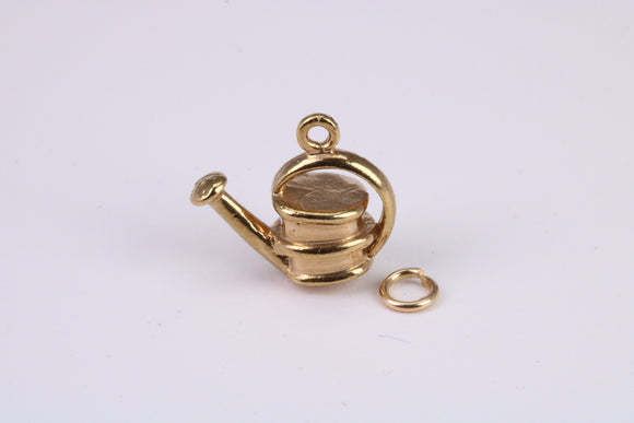 Garden Watering Can Charm, Traditional Charm, Made From Solid Yellow Gold with British Hallmark, Complete with Attachment Link