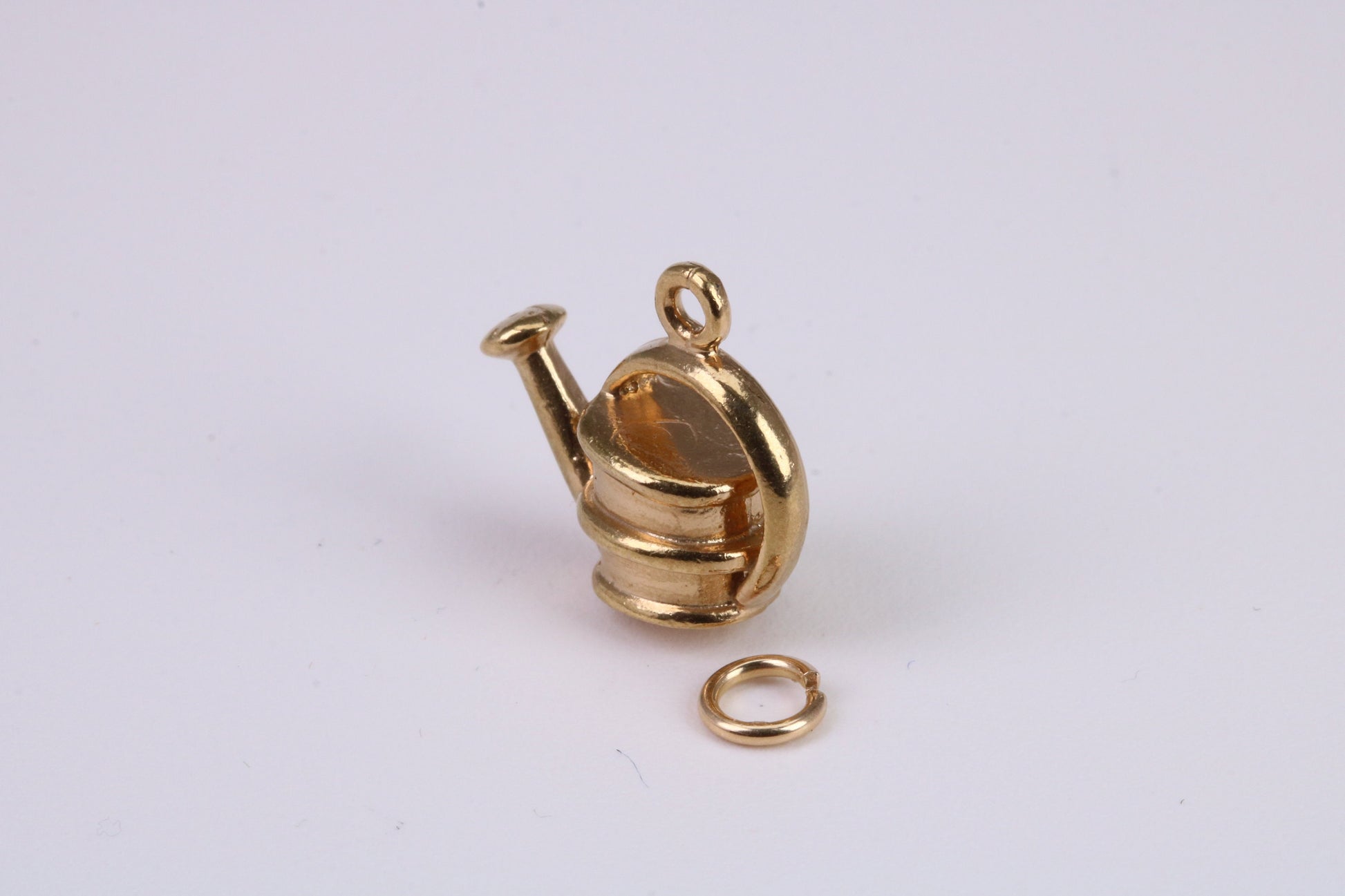 Garden Watering Can Charm, Traditional Charm, Made From Solid Yellow Gold with British Hallmark, Complete with Attachment Link