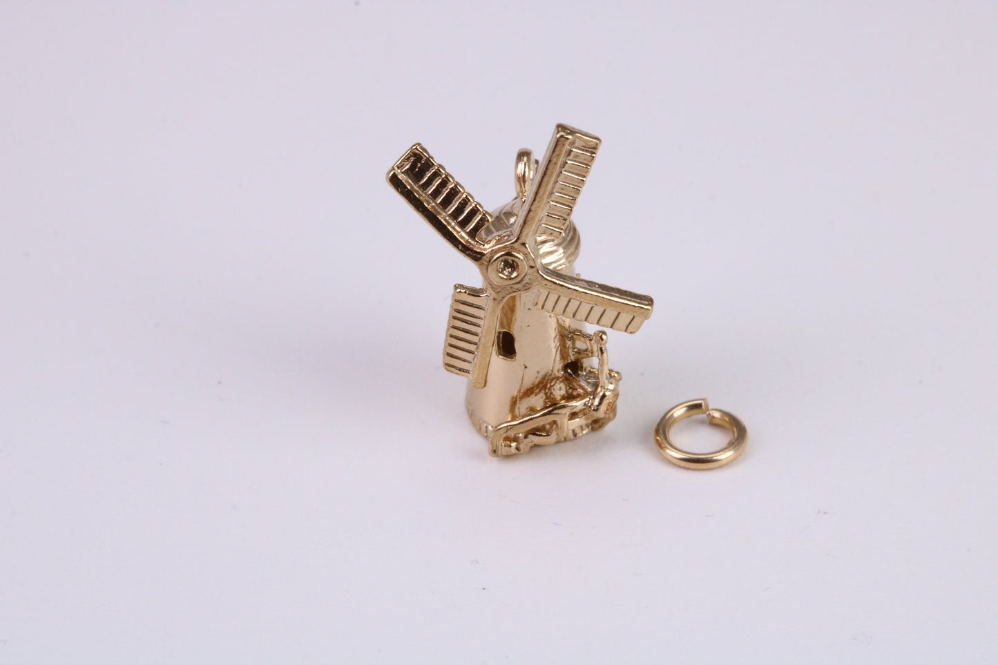 Windmill Charm, Traditional Charm, Made From Solid Yellow Gold with British Hallmark, Complete with Attachment Link