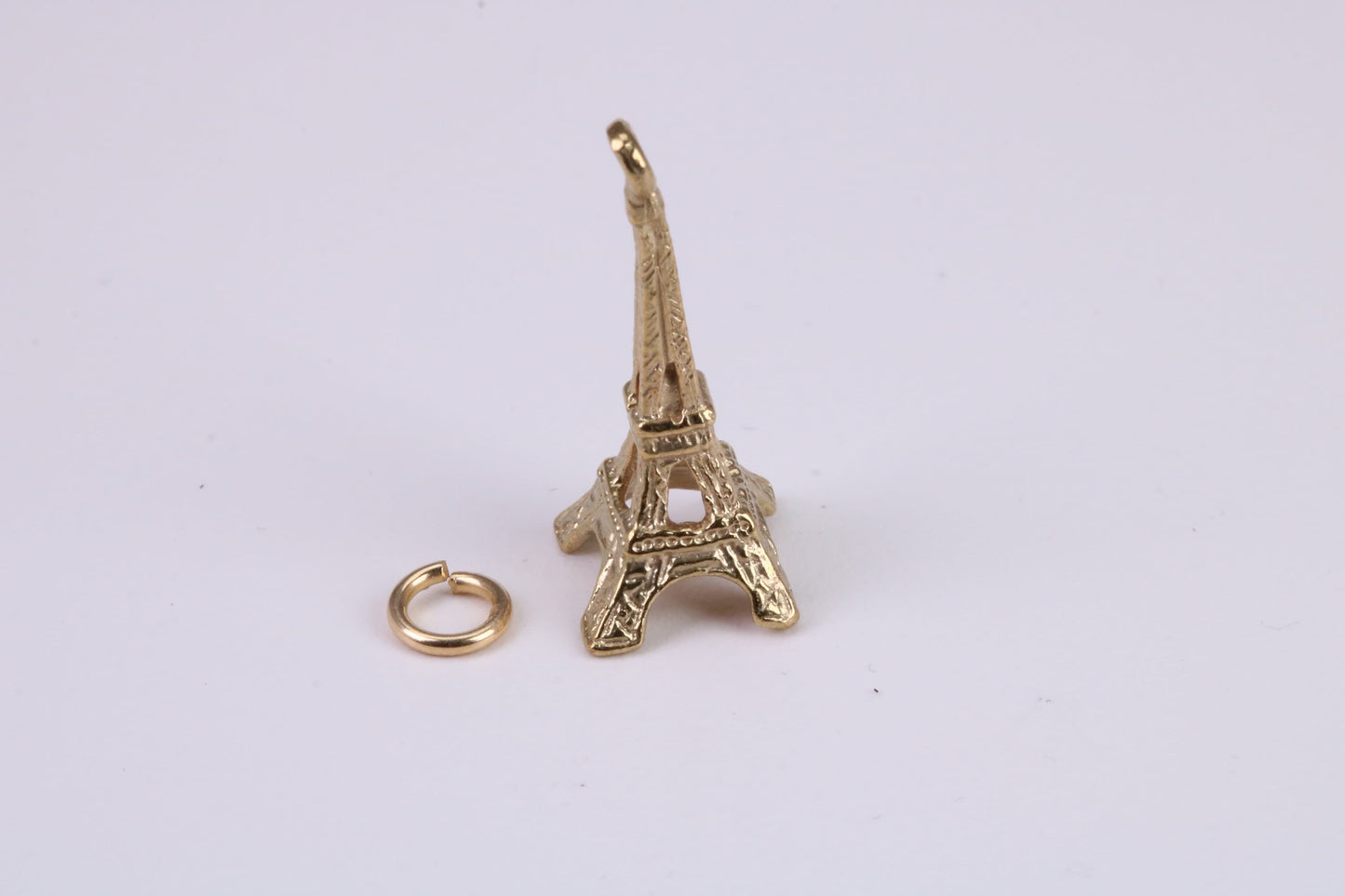 Eiffel Tower Charm, Traditional Charm, Made From Solid Yellow Gold with British Hallmark, Complete with Attachment Link