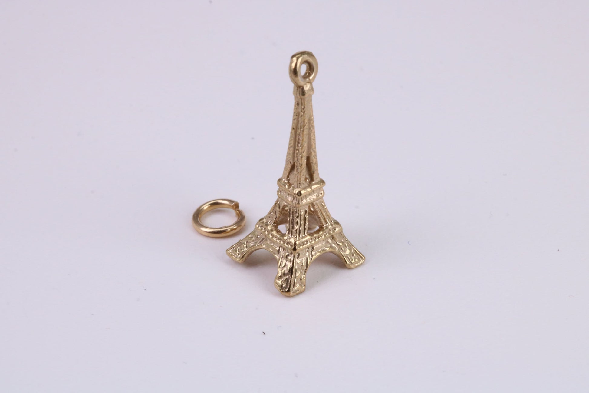 Eiffel Tower Charm, Traditional Charm, Made From Solid Yellow Gold with British Hallmark, Complete with Attachment Link