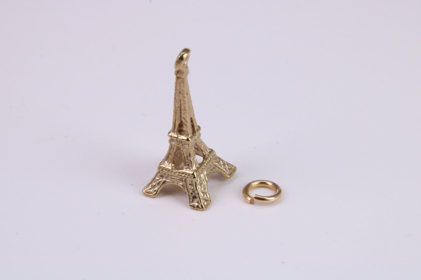 Eiffel Tower Charm, Traditional Charm, Made From Solid Yellow Gold with British Hallmark, Complete with Attachment Link