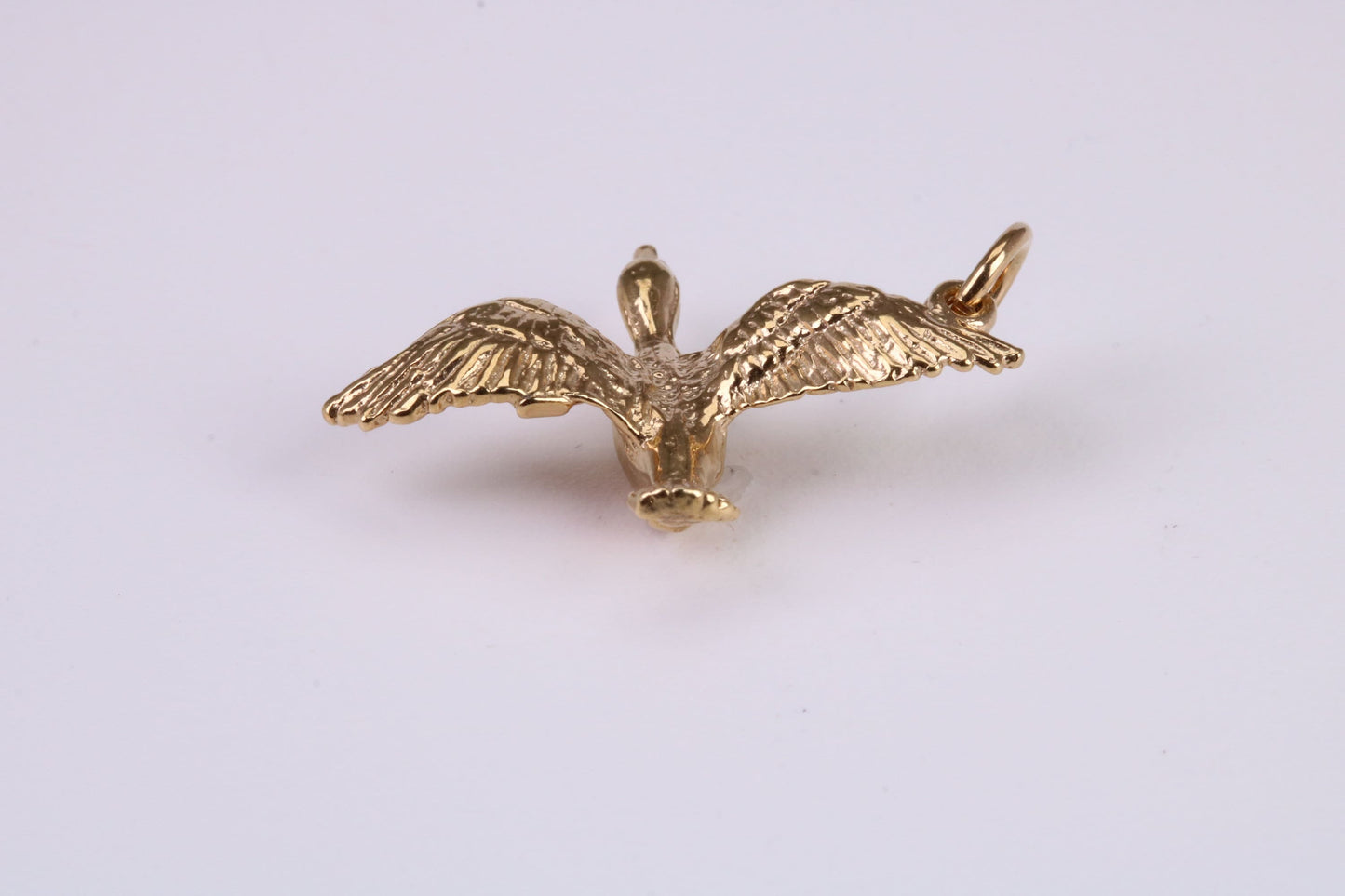 Flying Swan Charm, Traditional Charm, Made From Solid Yellow Gold with British Hallmark, Complete with Attachment Link