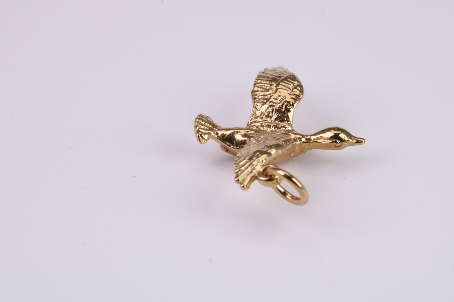 Flying Swan Charm, Traditional Charm, Made From Solid Yellow Gold with British Hallmark, Complete with Attachment Link